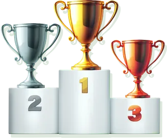 Podium met drie bekers: toernooien en acties bij 30Bet